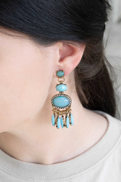 TRENDY TORQUOISE DROP EARRINGS