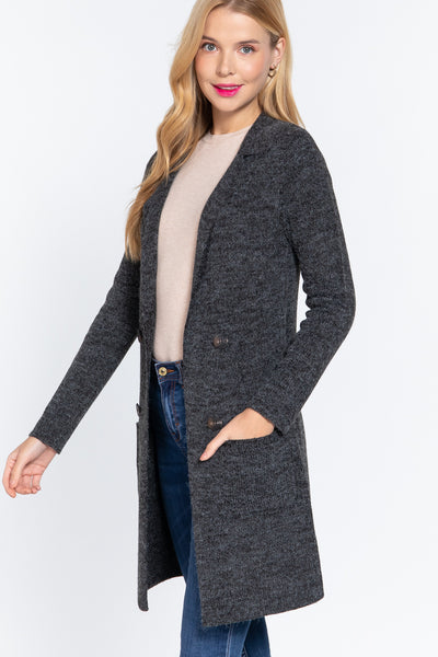 Hania Long Sleeve Grey Sweater Jacket