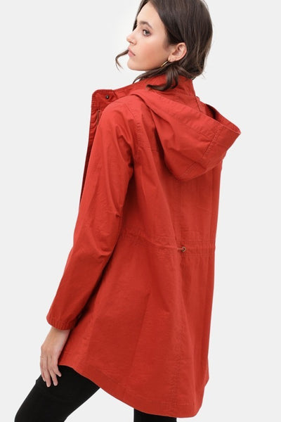 Long Line Hooded Utility Rust Jacket Coat