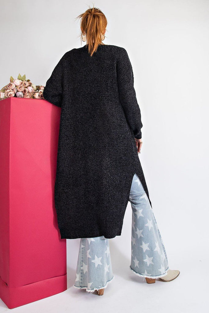 Black Velvet Thread Maxi Cardigan