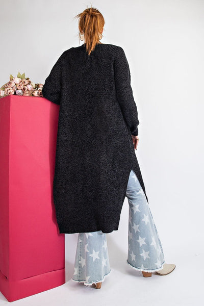 Black Velvet Thread Maxi Cardigan