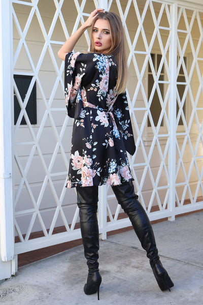 MEET ME IN PARIS BLACK FLORAL DRESS