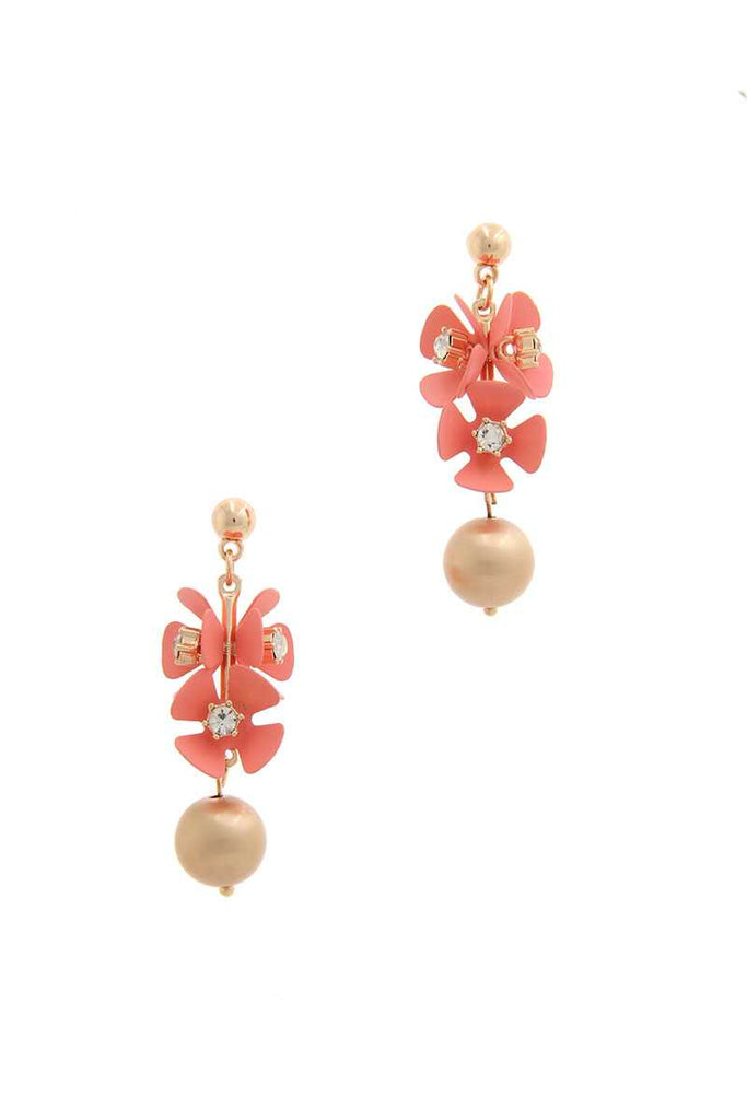 Coral Flower Metal Drop Earring
