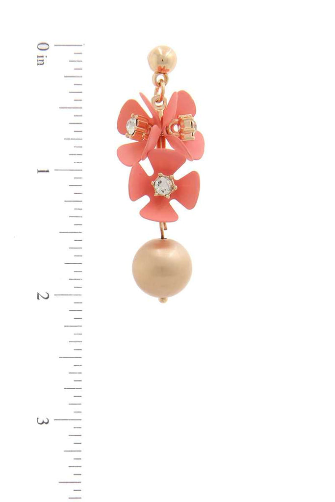 Coral Flower Metal Drop Earring