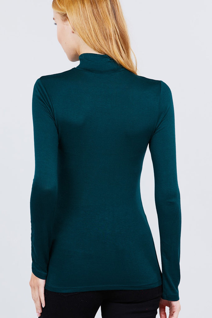 Turtle Neck Dark Teal Rayon Jersey Top