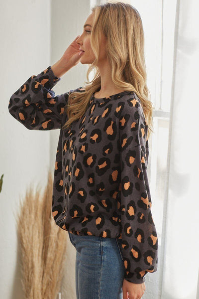 Lastly Grey Leopard Print Long Sleeve