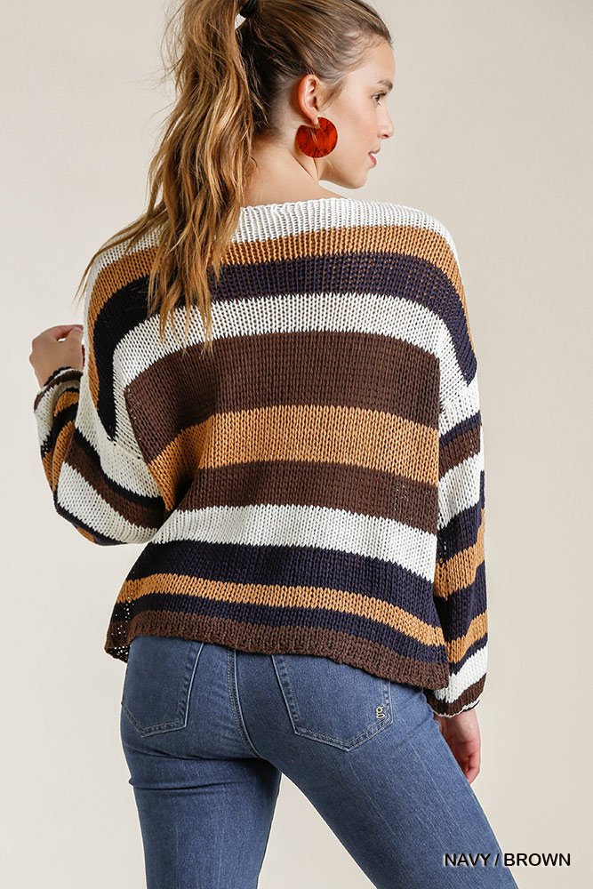 Sassy Stripe Round Neck Knit Sweater