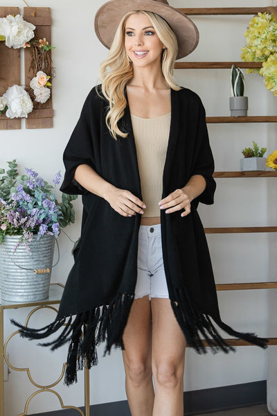 Black Draped Poncho Cardigan