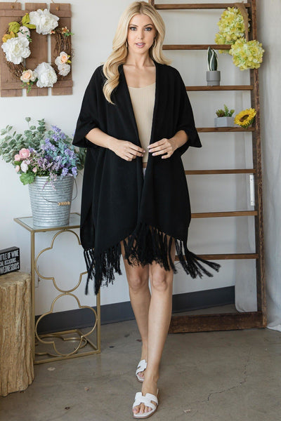 Black Draped Poncho Cardigan