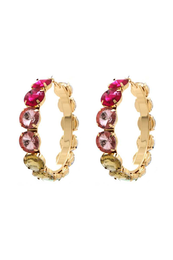 Rainbow Rhinestone Classic Hoop Earring