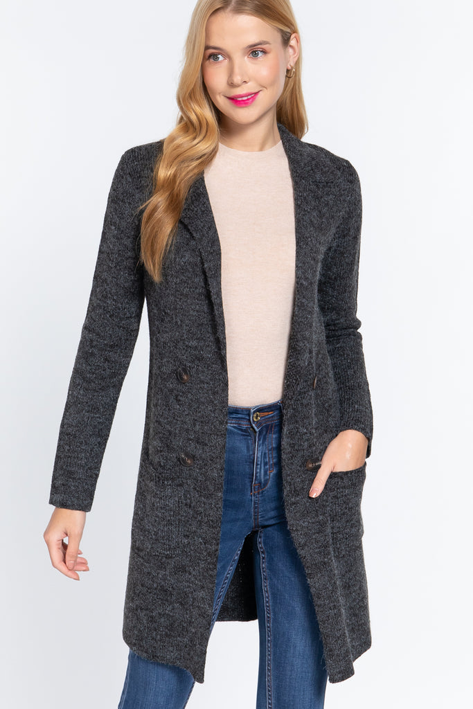 Hania Long Sleeve Grey Sweater Jacket