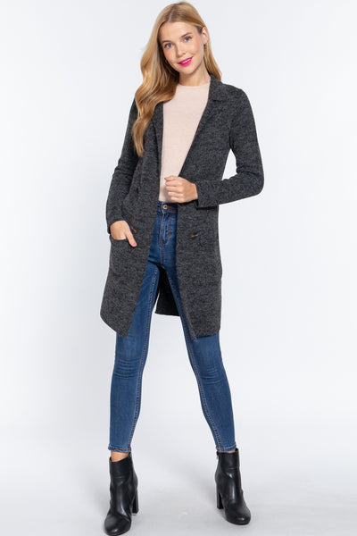 Hania Long Sleeve Grey Sweater Jacket