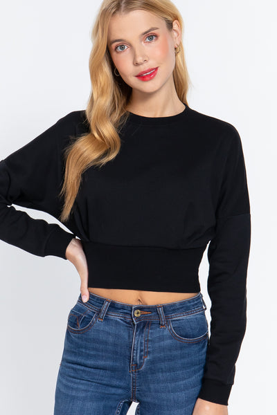 Dolman Black Terry Crop Top