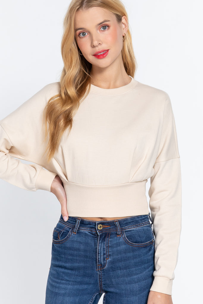 Dolman Beige Terry Crop Top