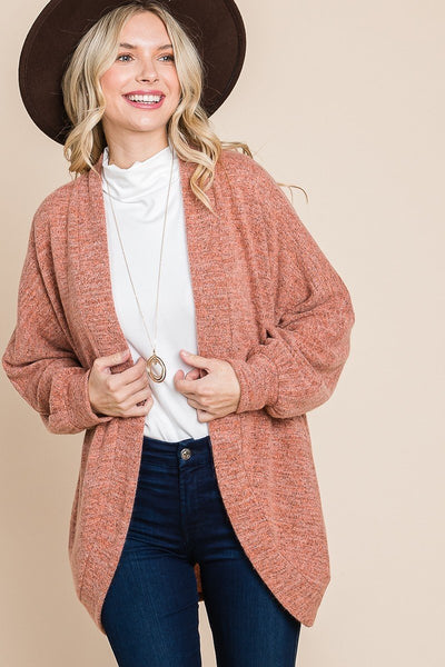 Cozy Coral Circle Cardigan With Side Pockets