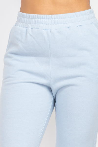 Zip-up Corset Hoodie & Jogger Pants Blue Set