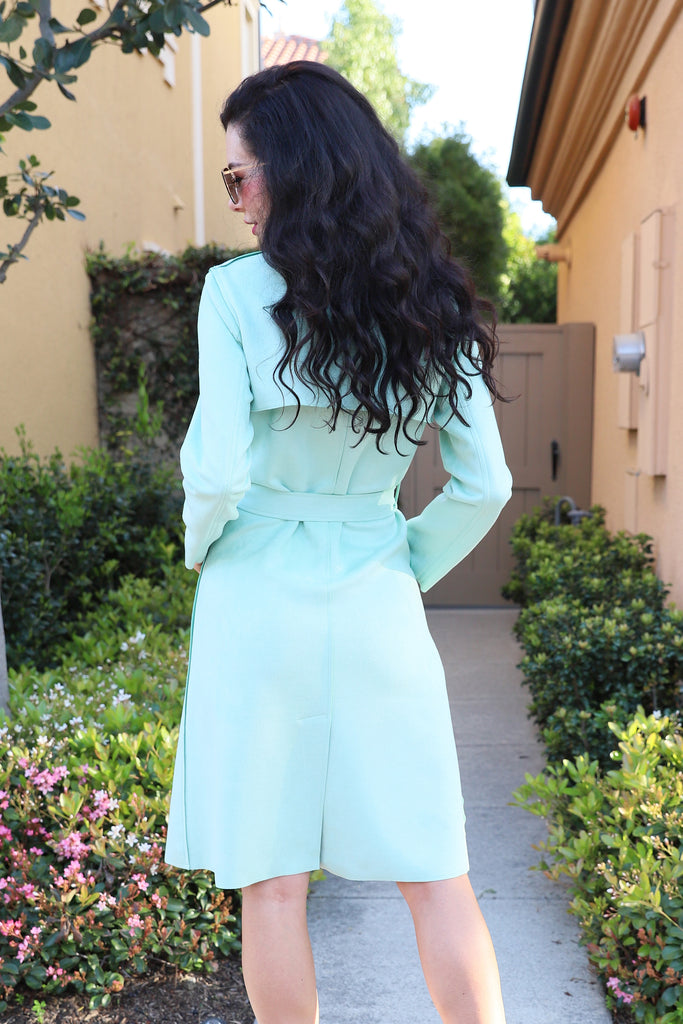 UPTOWN GIRL MINT TRENCH COAT
