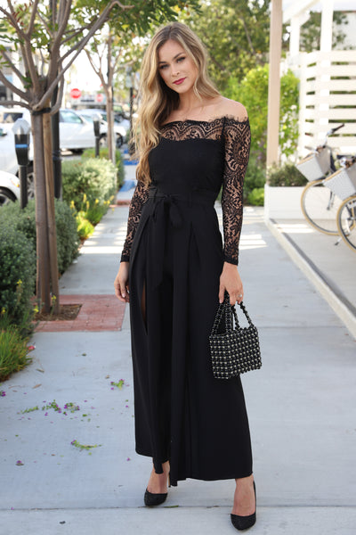 HOT NIGHTS IN LACE BLACK JUMPSUIT
