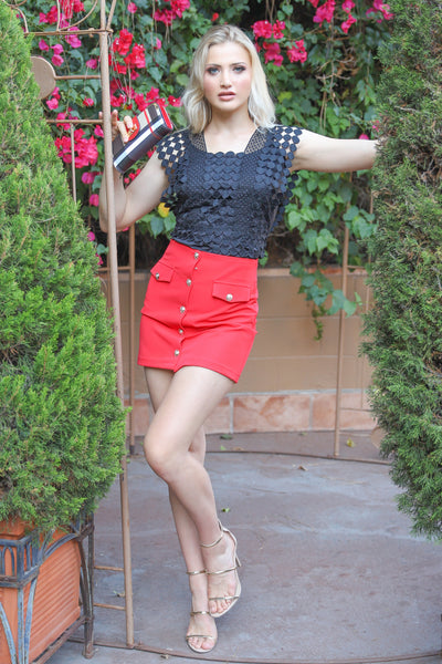 SECRETS OF FASHION RED SKIRT