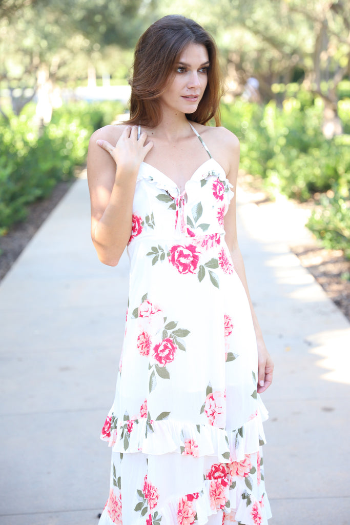 LOVE SONG WHITE FLORAL DRESS