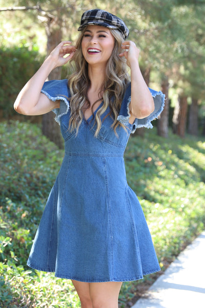 CALI DOLL MEDIUM WASH DENIM DRESS