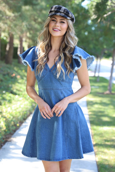 CALI DOLL MEDIUM WASH DENIM DRESS