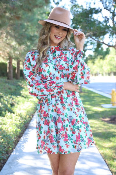 DREAMING BLUE FLORAL DRESS
